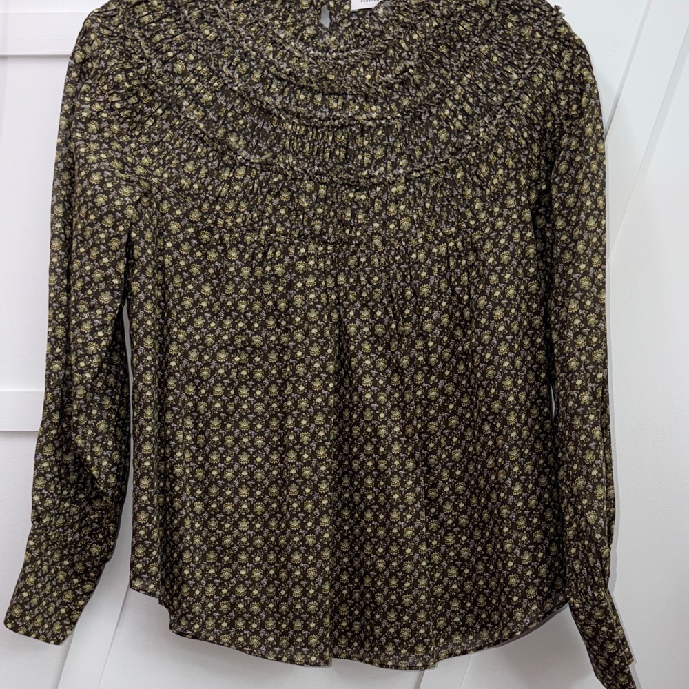 Rebecca Taylor Brown and yellow Floral Blouse